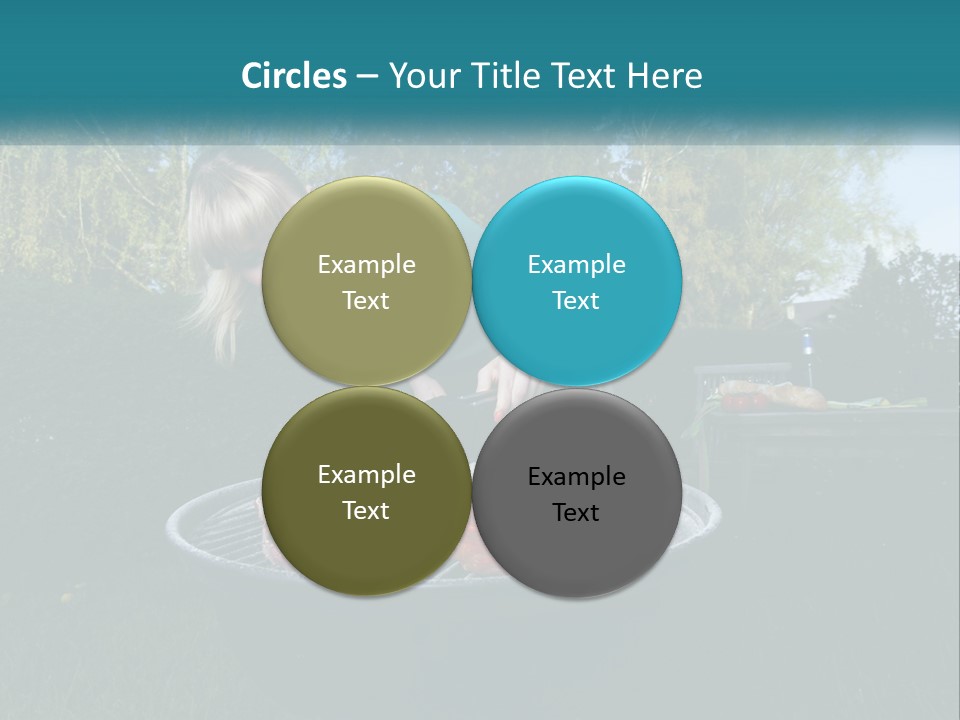 A Woman Cooking Steaks On A Grill In A Backyard PowerPoint Template