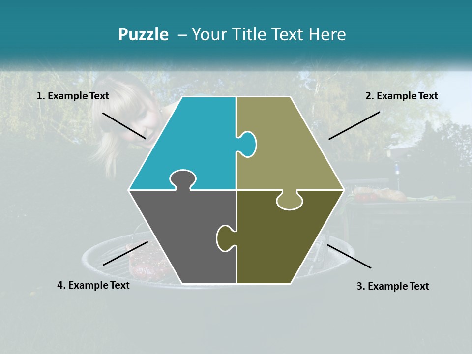 A Woman Cooking Steaks On A Grill In A Backyard PowerPoint Template