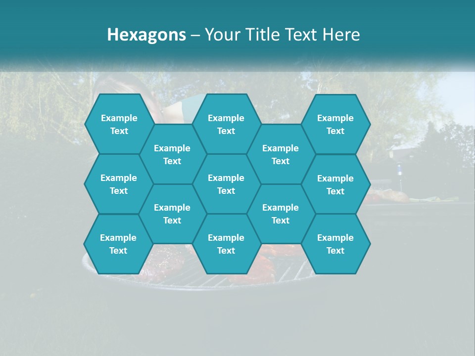 A Woman Cooking Steaks On A Grill In A Backyard PowerPoint Template