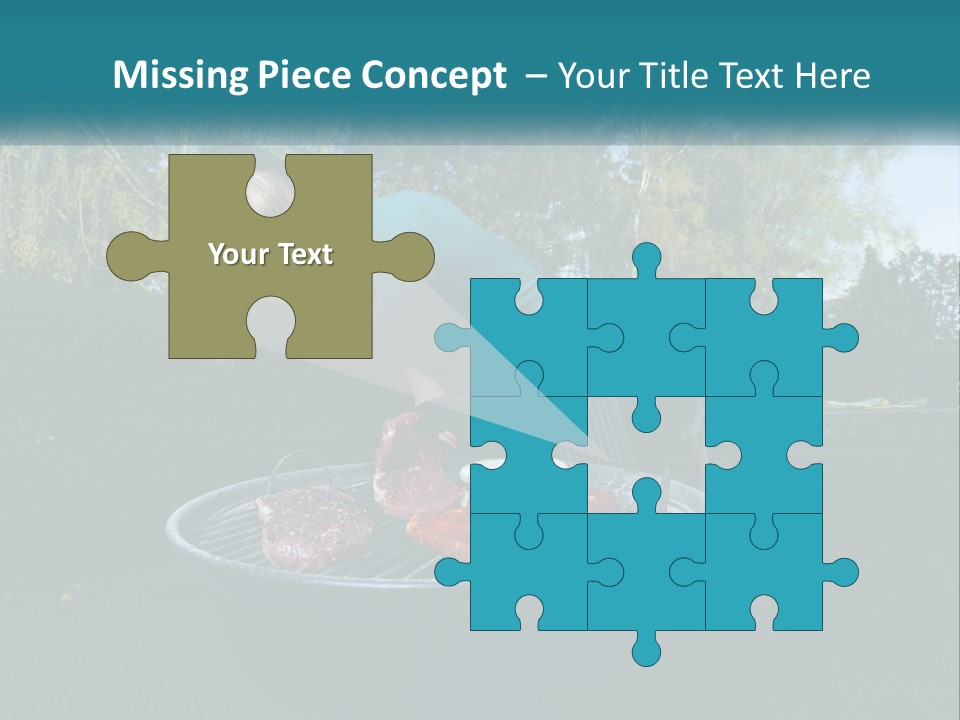 A Woman Cooking Steaks On A Grill In A Backyard PowerPoint Template