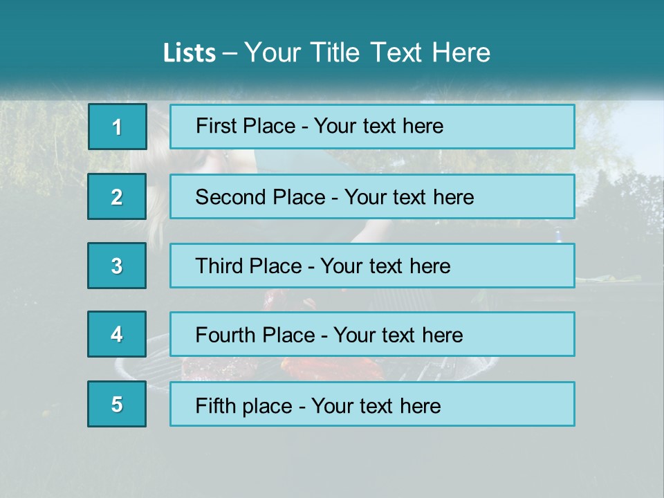 A Woman Cooking Steaks On A Grill In A Backyard PowerPoint Template