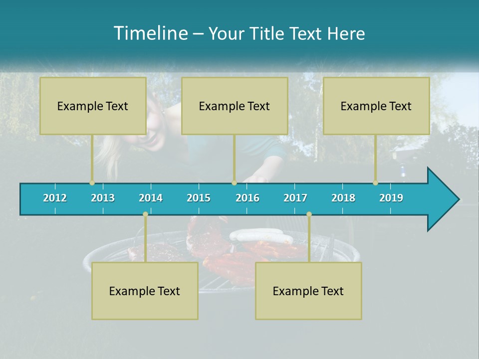 A Woman Cooking Steaks On A Grill In A Backyard PowerPoint Template