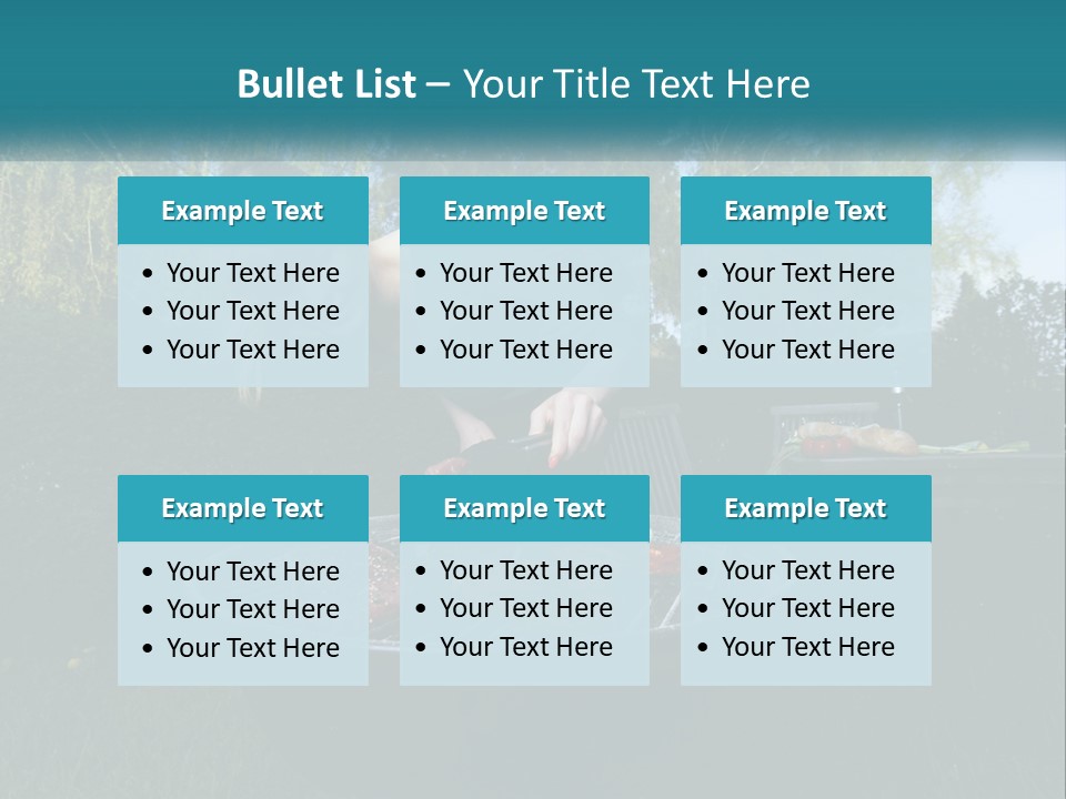 A Woman Cooking Steaks On A Grill In A Backyard PowerPoint Template