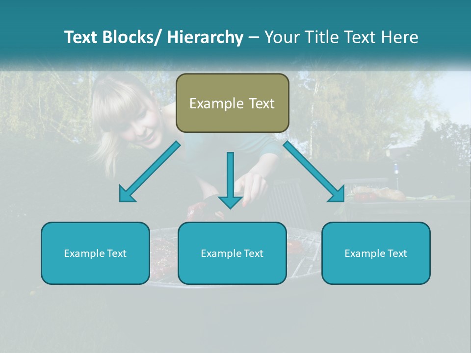 A Woman Cooking Steaks On A Grill In A Backyard PowerPoint Template