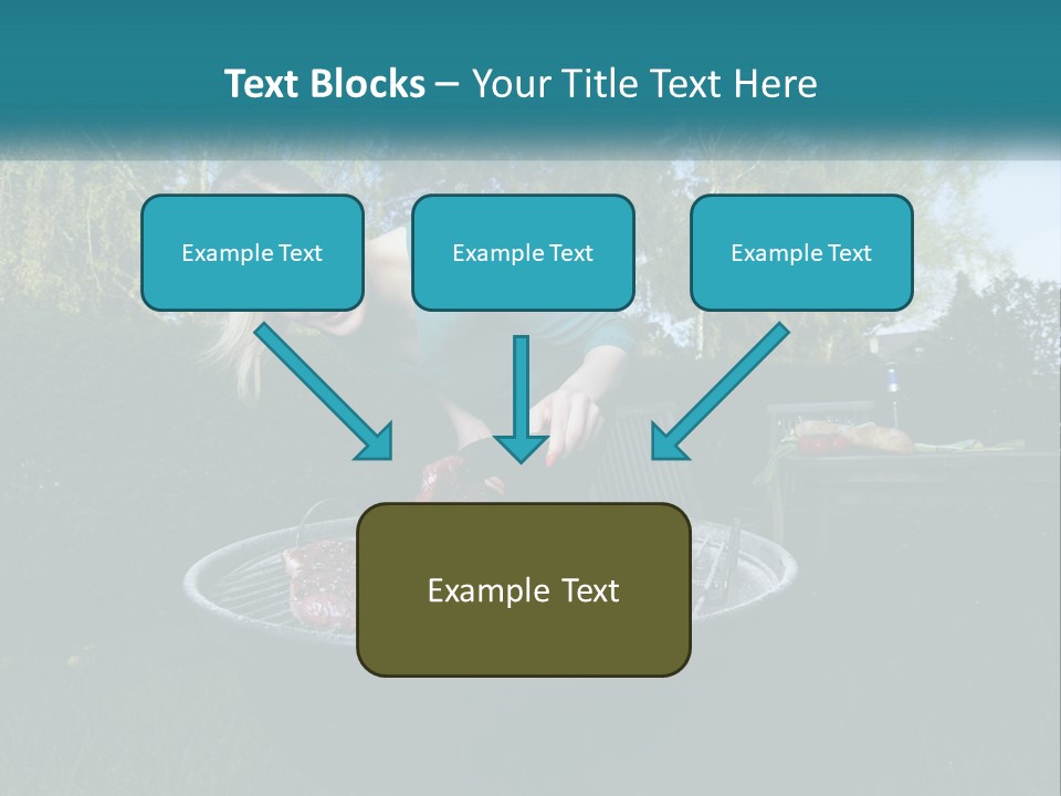 A Woman Cooking Steaks On A Grill In A Backyard PowerPoint Template