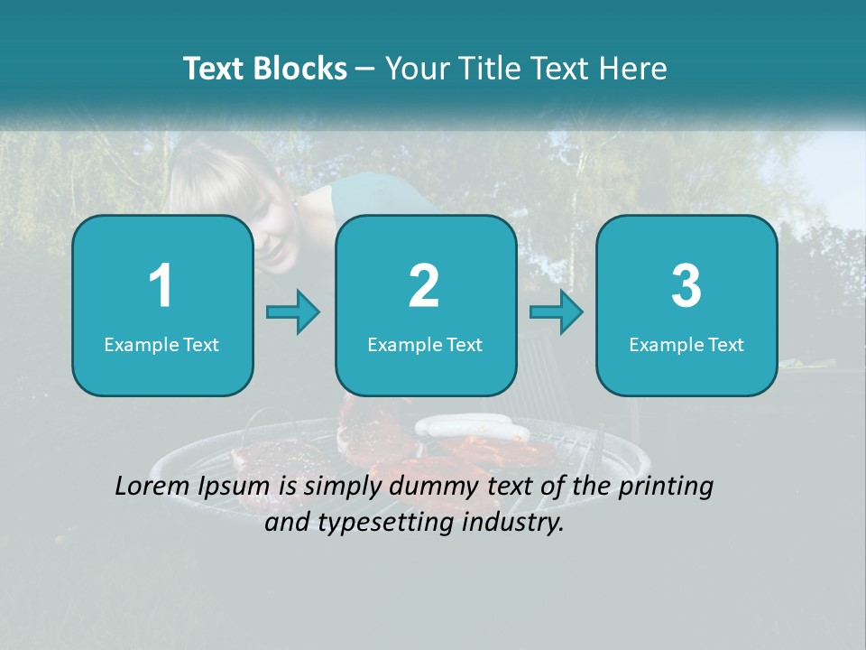 A Woman Cooking Steaks On A Grill In A Backyard PowerPoint Template