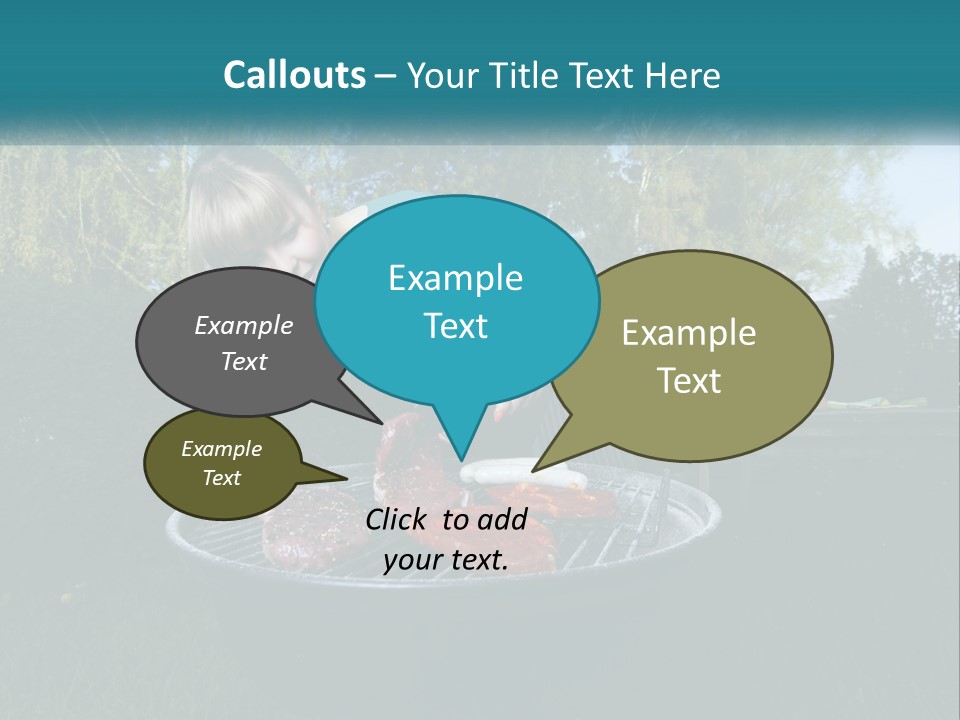 A Woman Cooking Steaks On A Grill In A Backyard PowerPoint Template