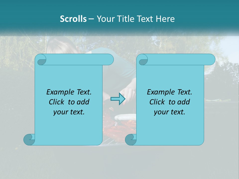 A Woman Cooking Steaks On A Grill In A Backyard PowerPoint Template