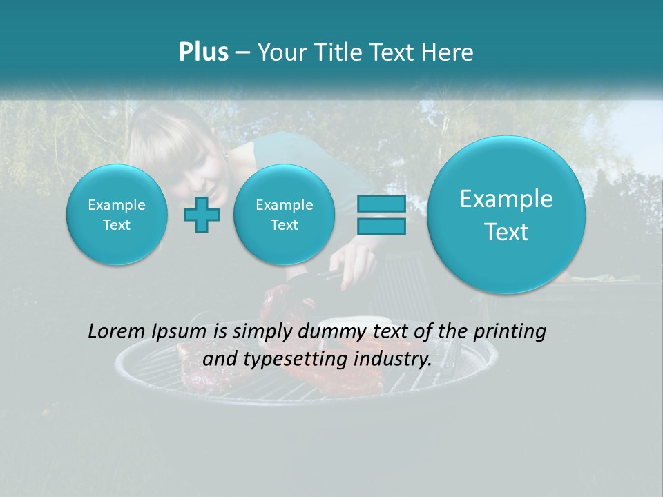 A Woman Cooking Steaks On A Grill In A Backyard PowerPoint Template