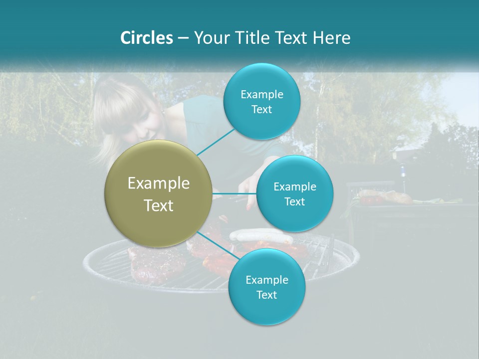 A Woman Cooking Steaks On A Grill In A Backyard PowerPoint Template