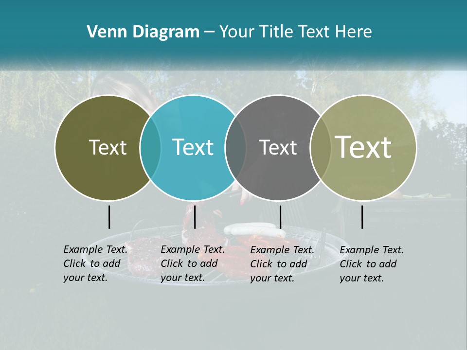 A Woman Cooking Steaks On A Grill In A Backyard PowerPoint Template