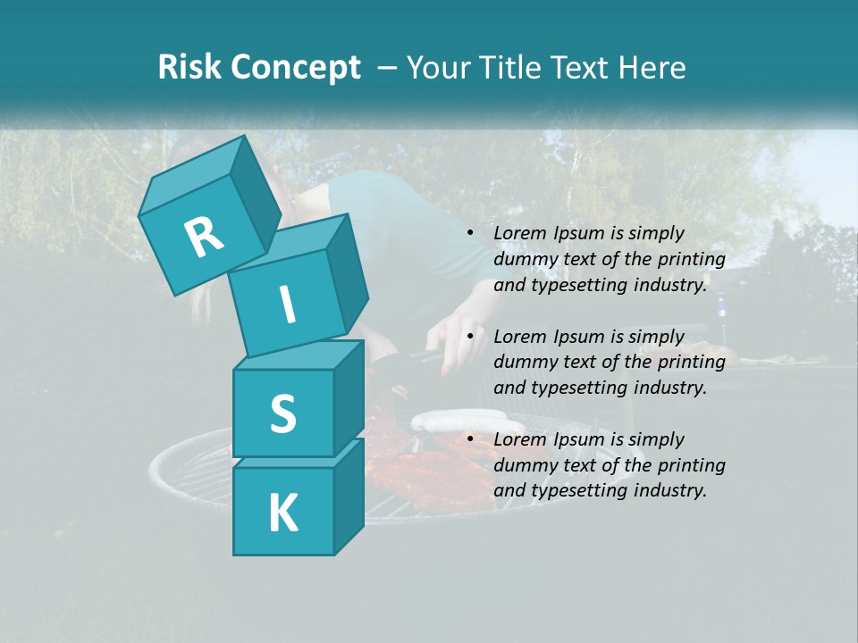 A Woman Cooking Steaks On A Grill In A Backyard PowerPoint Template