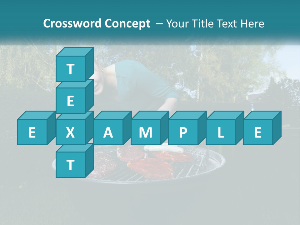 A Woman Cooking Steaks On A Grill In A Backyard PowerPoint Template