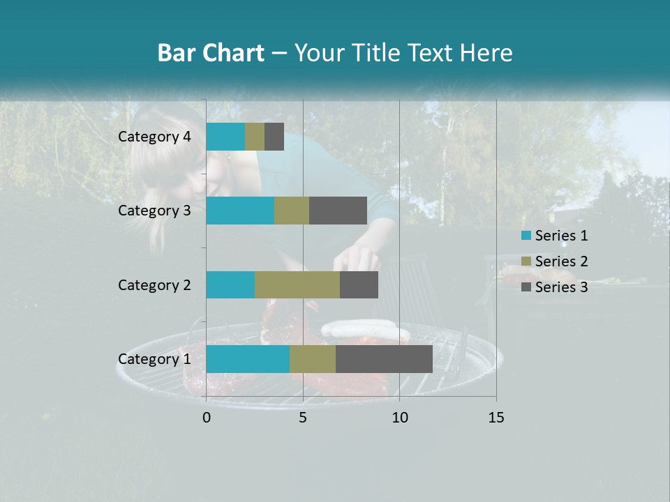 A Woman Cooking Steaks On A Grill In A Backyard PowerPoint Template