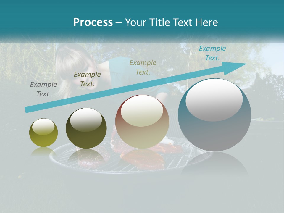 A Woman Cooking Steaks On A Grill In A Backyard PowerPoint Template