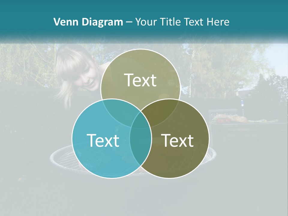 A Woman Cooking Steaks On A Grill In A Backyard PowerPoint Template