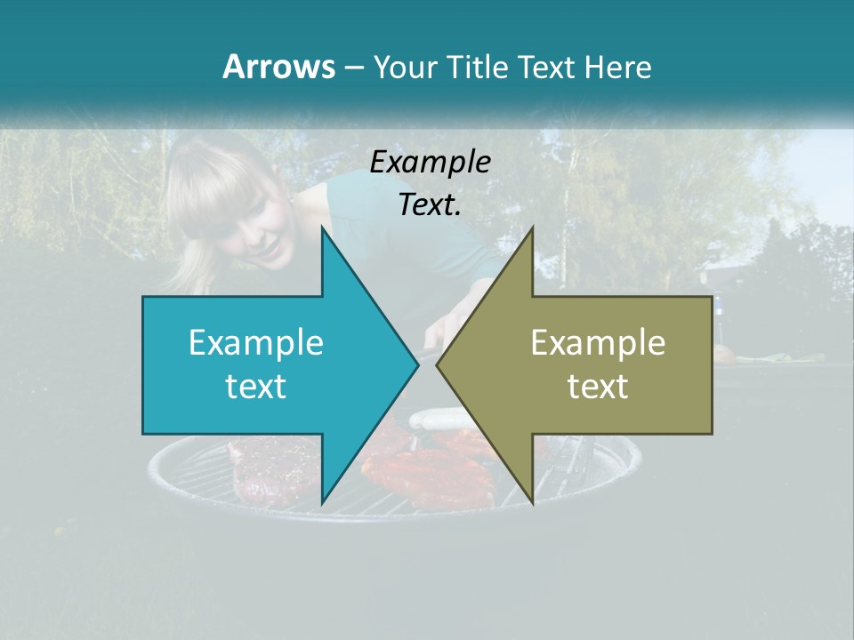 A Woman Cooking Steaks On A Grill In A Backyard PowerPoint Template