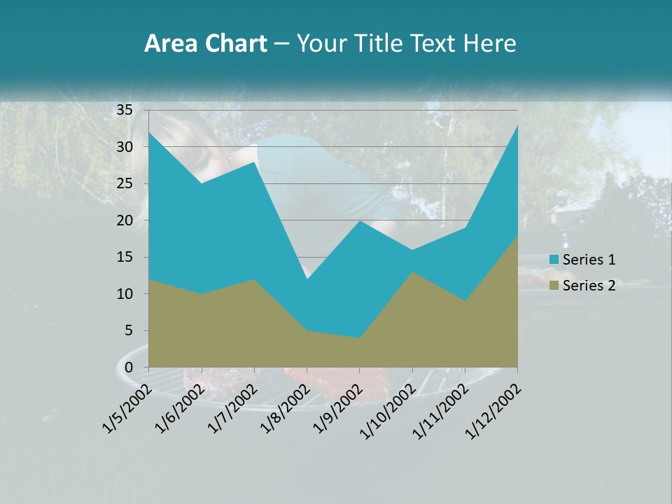 A Woman Cooking Steaks On A Grill In A Backyard PowerPoint Template
