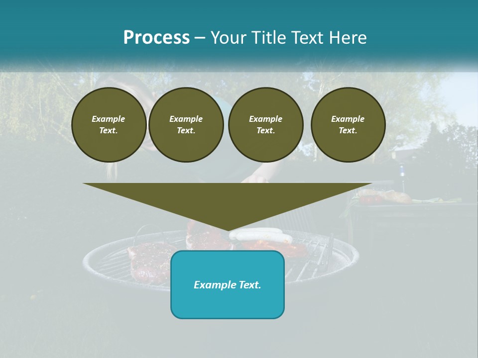 A Woman Cooking Steaks On A Grill In A Backyard PowerPoint Template