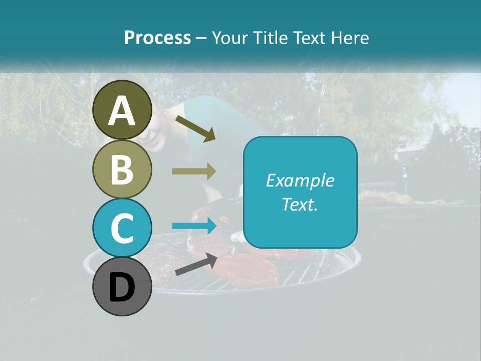 A Woman Cooking Steaks On A Grill In A Backyard PowerPoint Template
