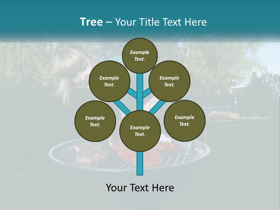 A Woman Cooking Steaks On A Grill In A Backyard PowerPoint Template