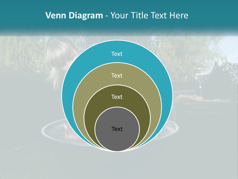 A Woman Cooking Steaks On A Grill In A Backyard PowerPoint Template