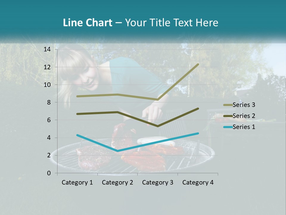 A Woman Cooking Steaks On A Grill In A Backyard PowerPoint Template