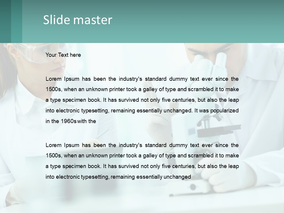 A Man And A Woman Looking Through A Microscope PowerPoint Template