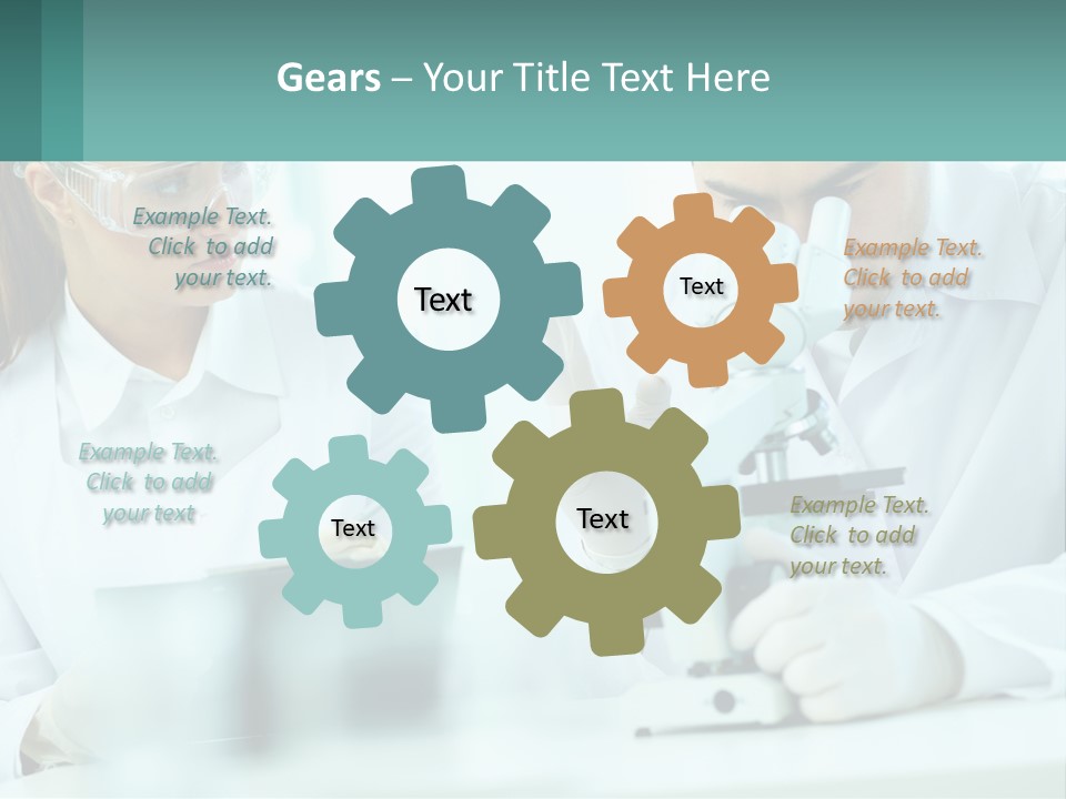 A Man And A Woman Looking Through A Microscope PowerPoint Template