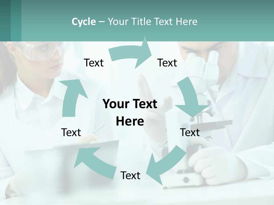 A Man And A Woman Looking Through A Microscope PowerPoint Template