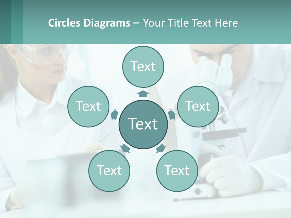 A Man And A Woman Looking Through A Microscope PowerPoint Template
