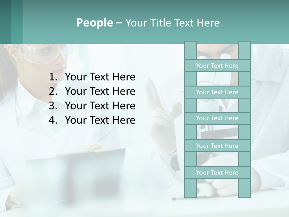 A Man And A Woman Looking Through A Microscope PowerPoint Template