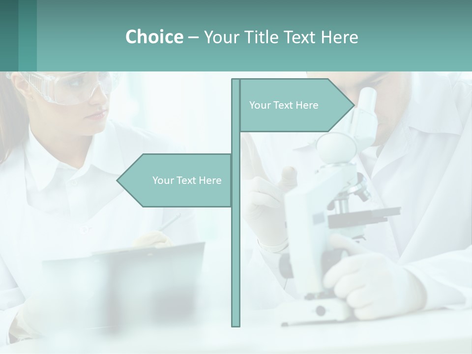 A Man And A Woman Looking Through A Microscope PowerPoint Template