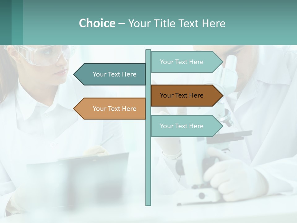 A Man And A Woman Looking Through A Microscope PowerPoint Template