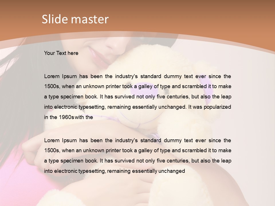 A Woman Holding A Teddy Bear In Her Arms PowerPoint Template