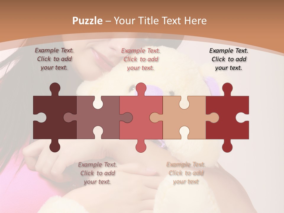 A Woman Holding A Teddy Bear In Her Arms PowerPoint Template