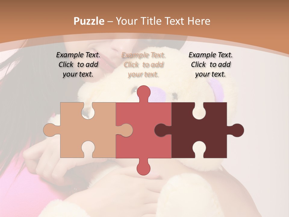 A Woman Holding A Teddy Bear In Her Arms PowerPoint Template