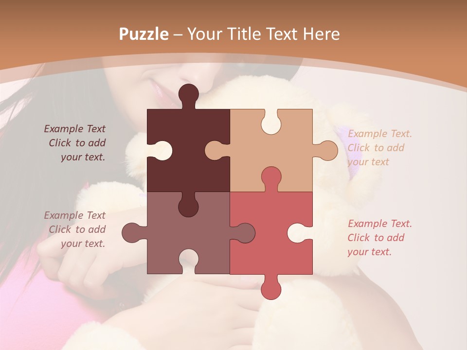 A Woman Holding A Teddy Bear In Her Arms PowerPoint Template