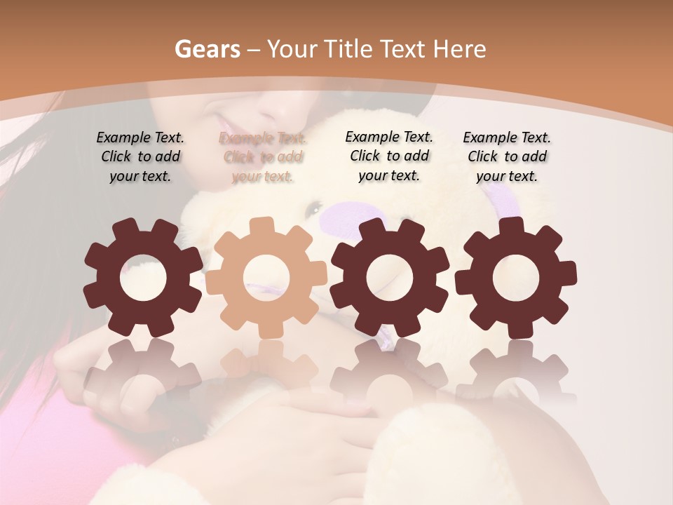 A Woman Holding A Teddy Bear In Her Arms PowerPoint Template