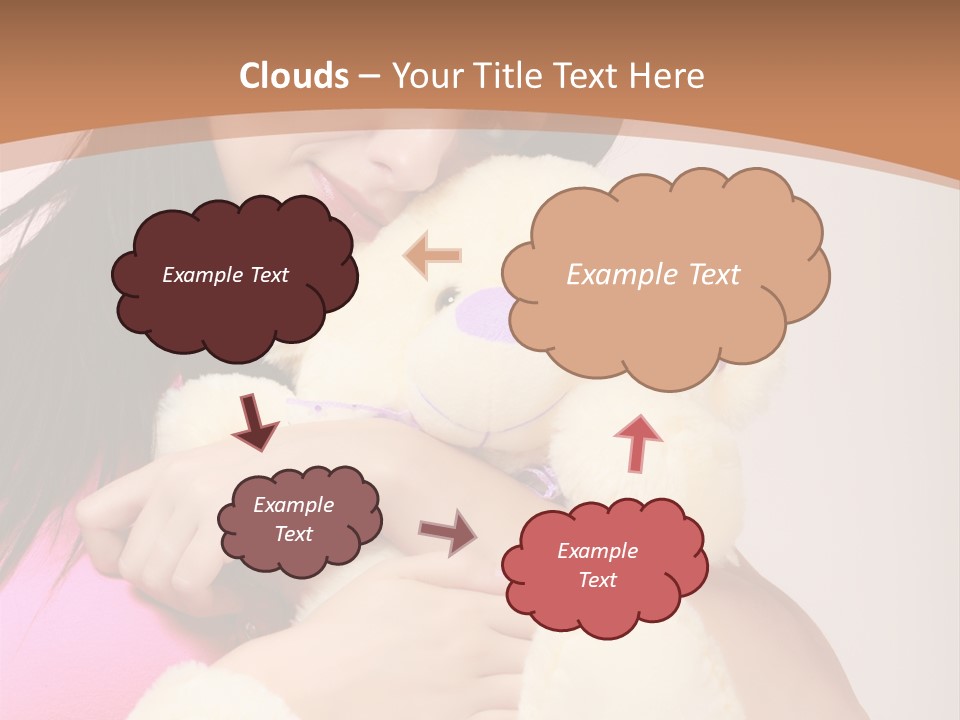 A Woman Holding A Teddy Bear In Her Arms PowerPoint Template