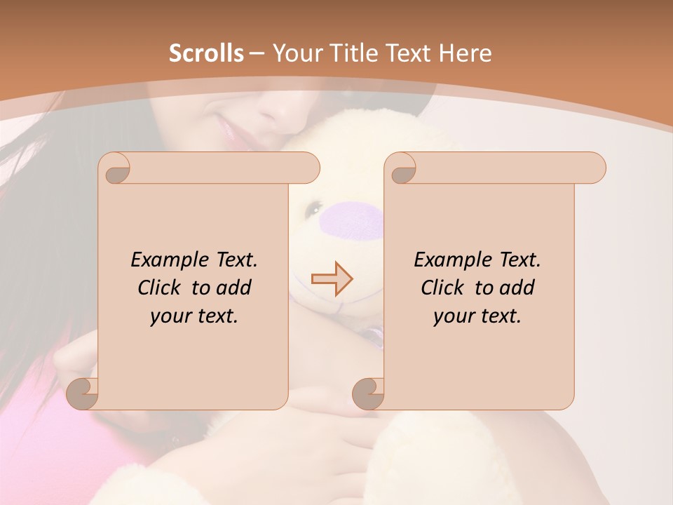 A Woman Holding A Teddy Bear In Her Arms PowerPoint Template