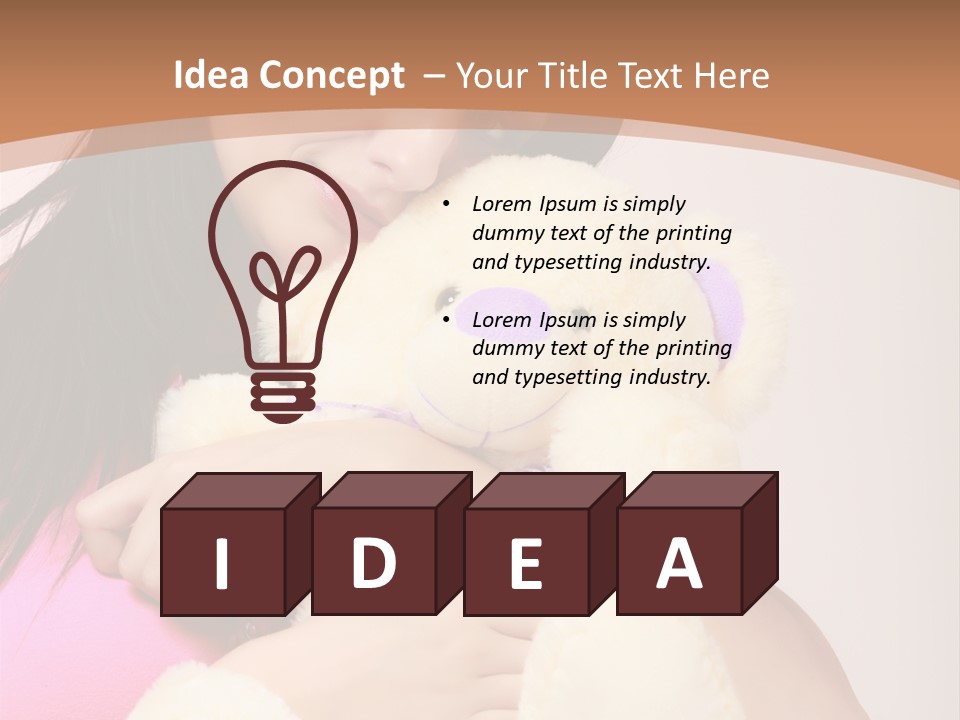 A Woman Holding A Teddy Bear In Her Arms PowerPoint Template