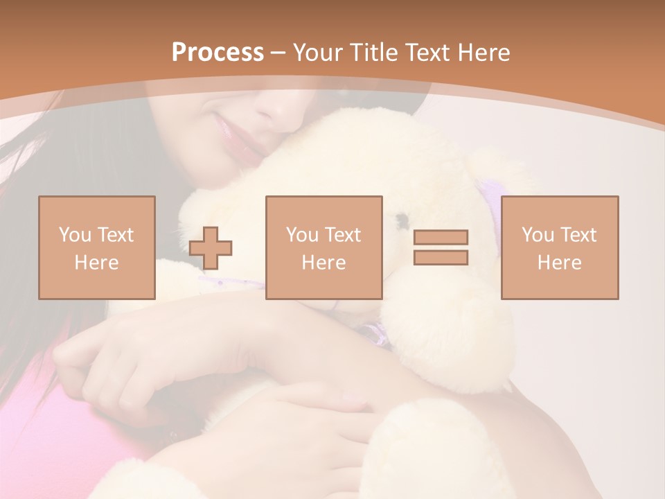A Woman Holding A Teddy Bear In Her Arms PowerPoint Template