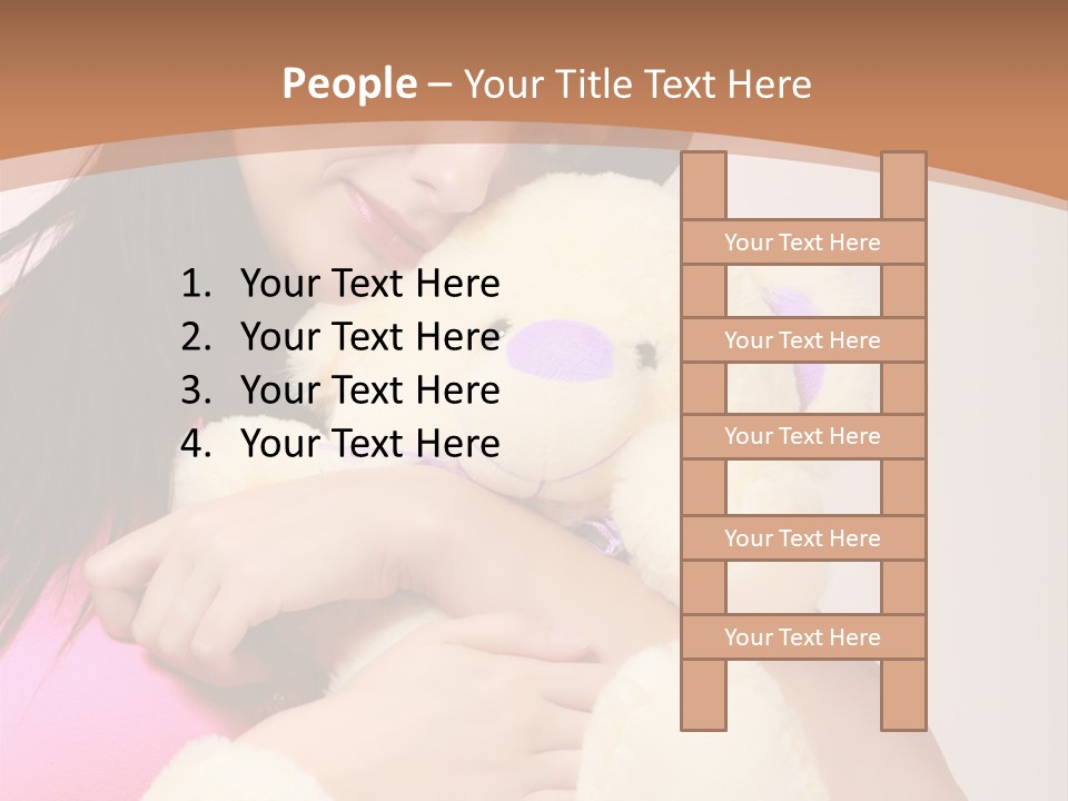 A Woman Holding A Teddy Bear In Her Arms PowerPoint Template