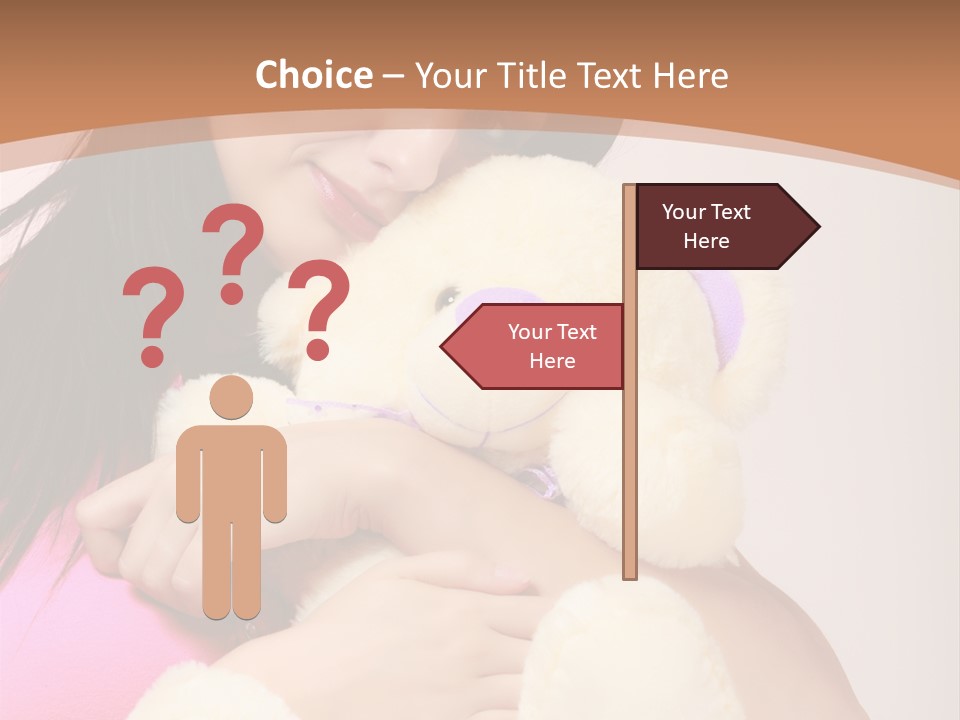 A Woman Holding A Teddy Bear In Her Arms PowerPoint Template