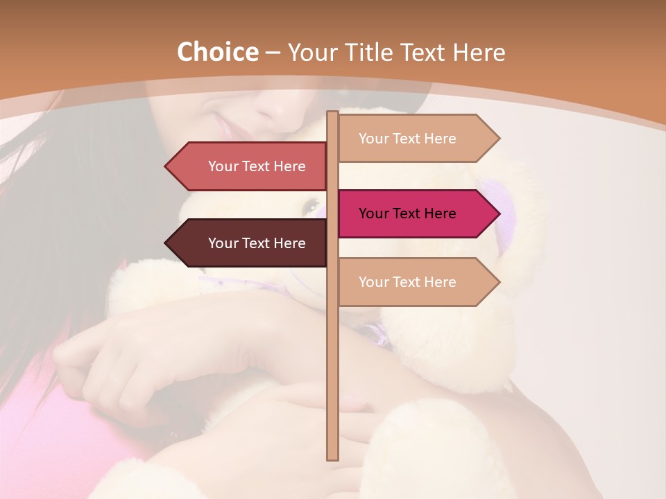 A Woman Holding A Teddy Bear In Her Arms PowerPoint Template