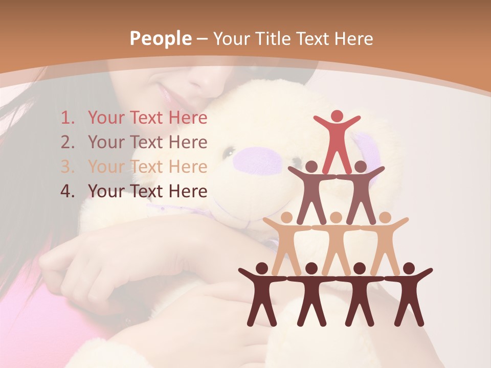 A Woman Holding A Teddy Bear In Her Arms PowerPoint Template
