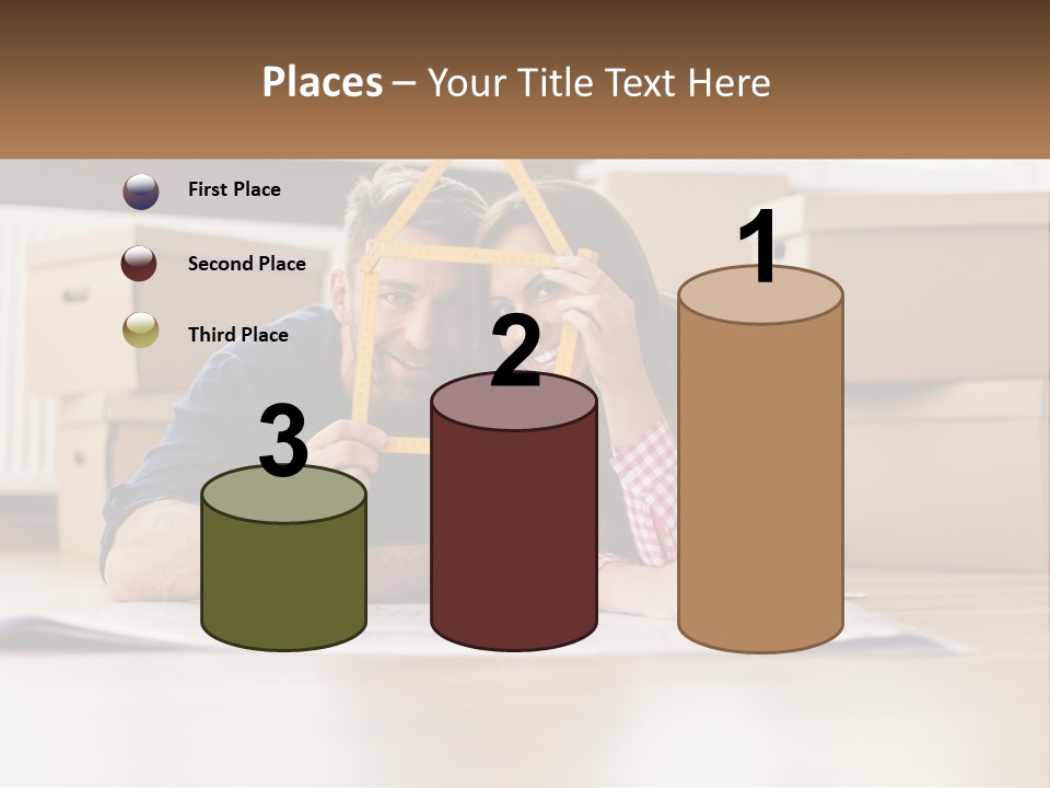 A Man And Woman Laying On The Floor Holding A Yellow Frame PowerPoint Template