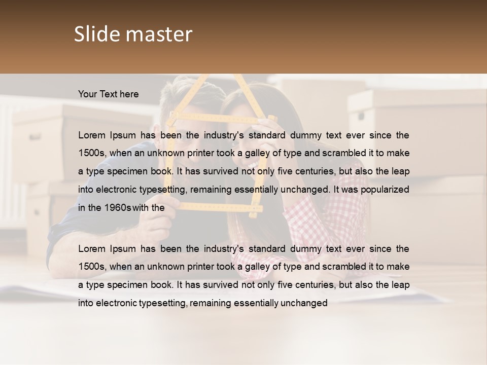 A Man And Woman Laying On The Floor Holding A Yellow Frame PowerPoint Template