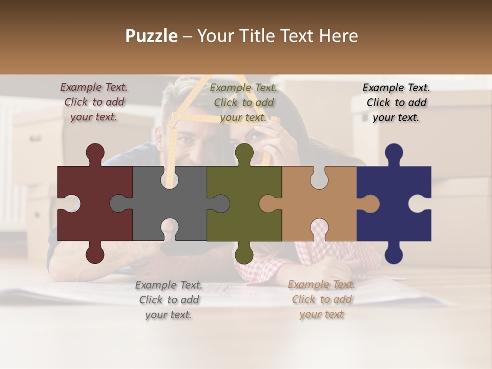 A Man And Woman Laying On The Floor Holding A Yellow Frame PowerPoint Template